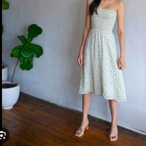 Reformation sable dress midi green and white floral